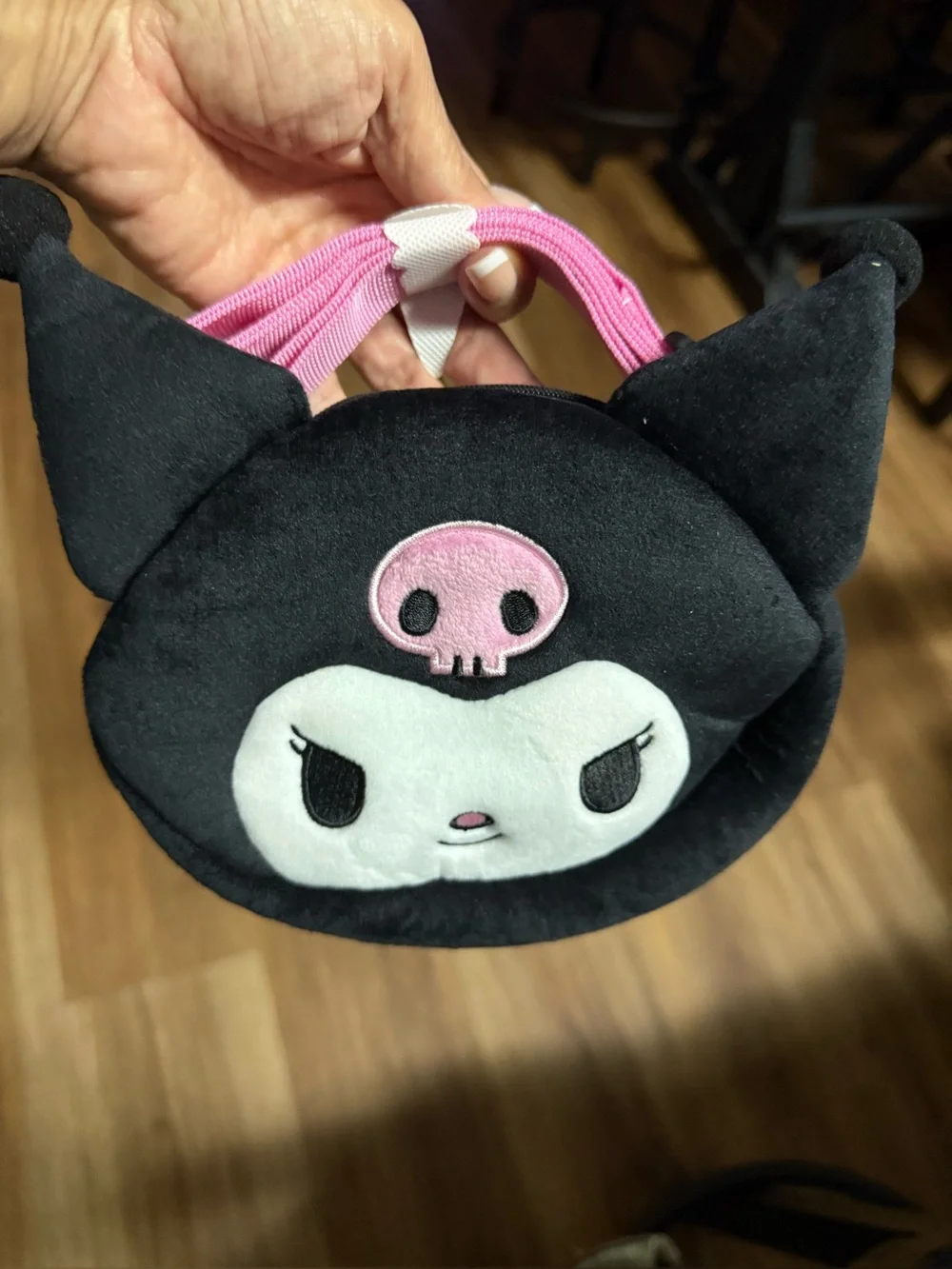 Sanrio Kuromi Plush Wristlet Bag - Black and Pink